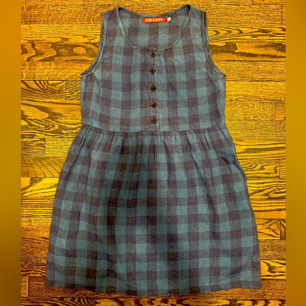 Pyne & Smith No 25 Brixham Check Linen Dress XS EUC
